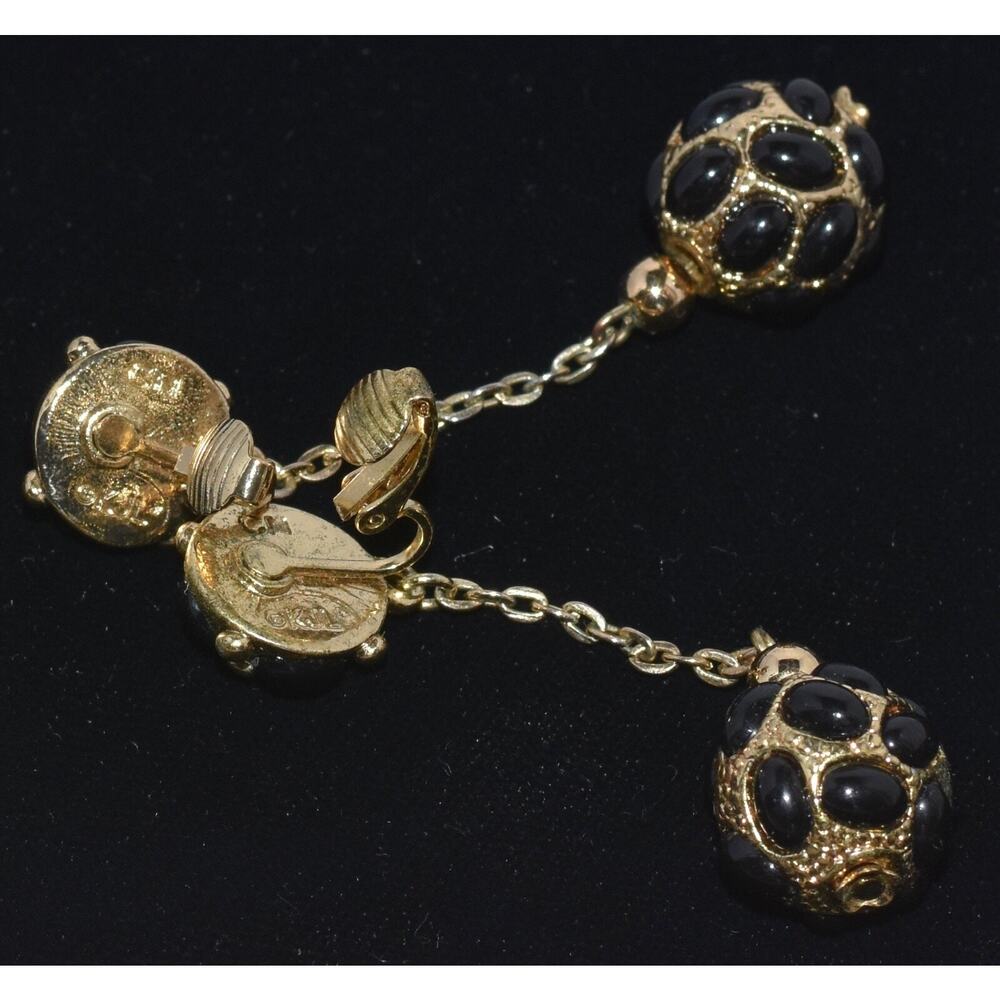Kenneth Jay Lane Kjl Black Cabochon Dangling Ball… - image 8